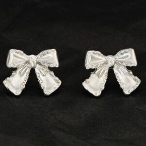 NWT, Silver Bow Stud Earrings